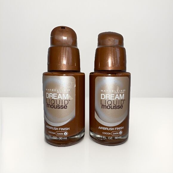 2 Maybelline Dream Liquid Mousse Foundation Cocoa Dark 3 Airbrush Finish NOS - Picture 1 of 4